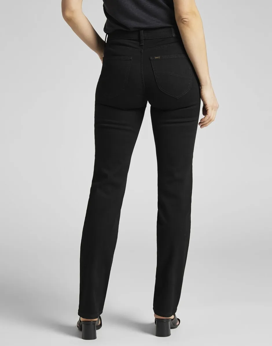Marion straight black rinse jeans-Lee Discount