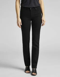 Marion straight black rinse jeans-Lee Discount