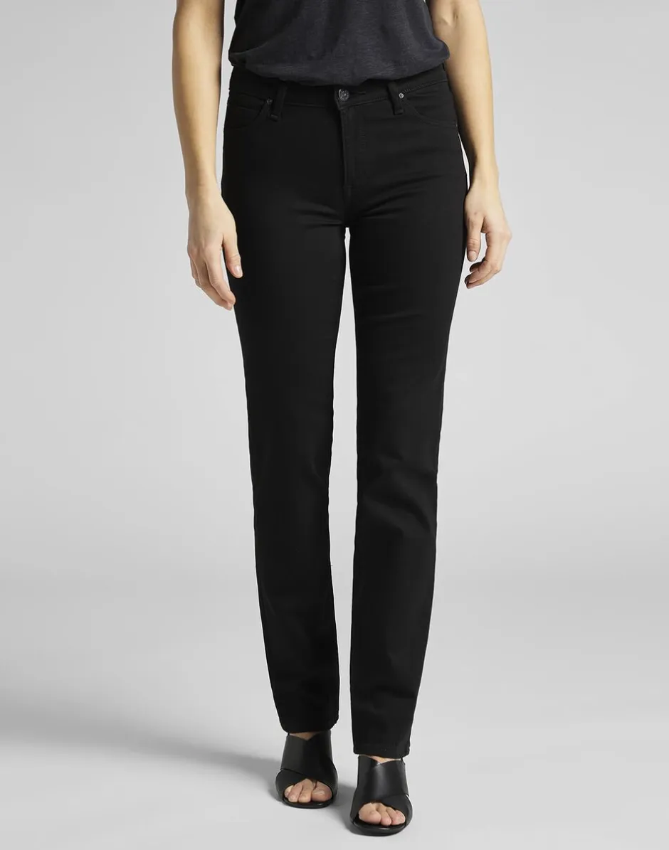 Marion straight black rinse jeans-Lee Discount