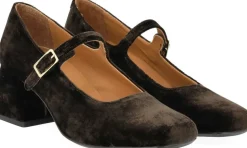 Mary Jane i blød velour med skulptu Dame Festsko|Mary Jane