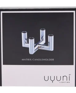 Uyuni Adventsstager>MATRIX Candle Holder - 4'arm Mini Taper - Chrome - 7,5 x 4,5
