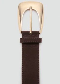 Maxi buckle split suede belt-MANGO Outlet