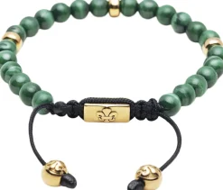 Hot Men's Beaded Bracelet with Malachite and Gold Plating Smykker