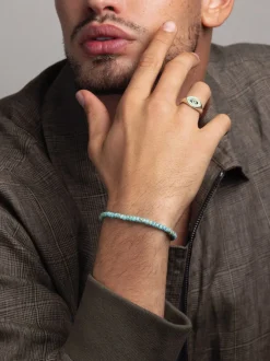 Nialaya Smykker>Men's Miyuki Beaded Bracelet with and Silver