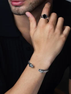 Nialaya Smykker>Men's Panther Bangle in