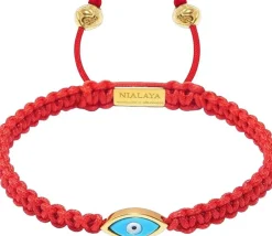 Men's String Bracelet with Gold Evil Eye-Nialaya