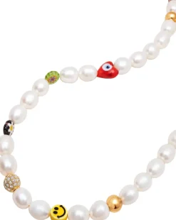 Discount Men's Smiley Face Necklace with Assorted Beads Smykker