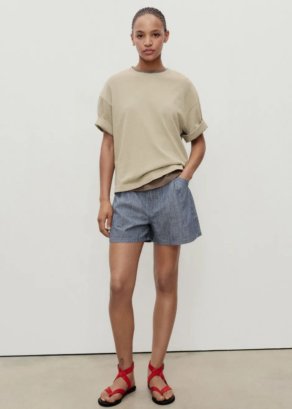 Mid-rise striped denim shorts-MANGO