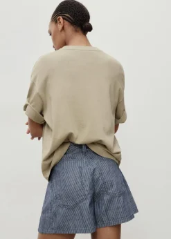 Mid-rise striped denim shorts-MANGO