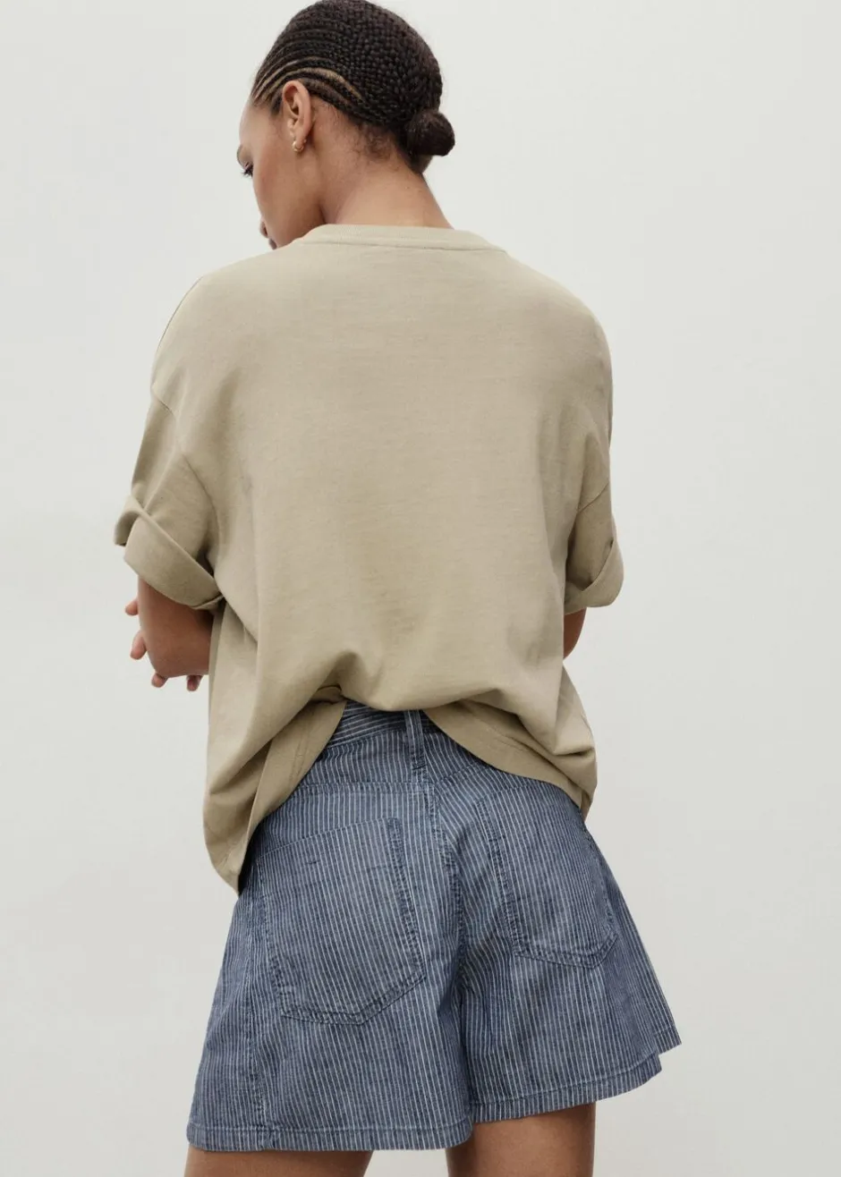 Mid-rise striped denim shorts-MANGO