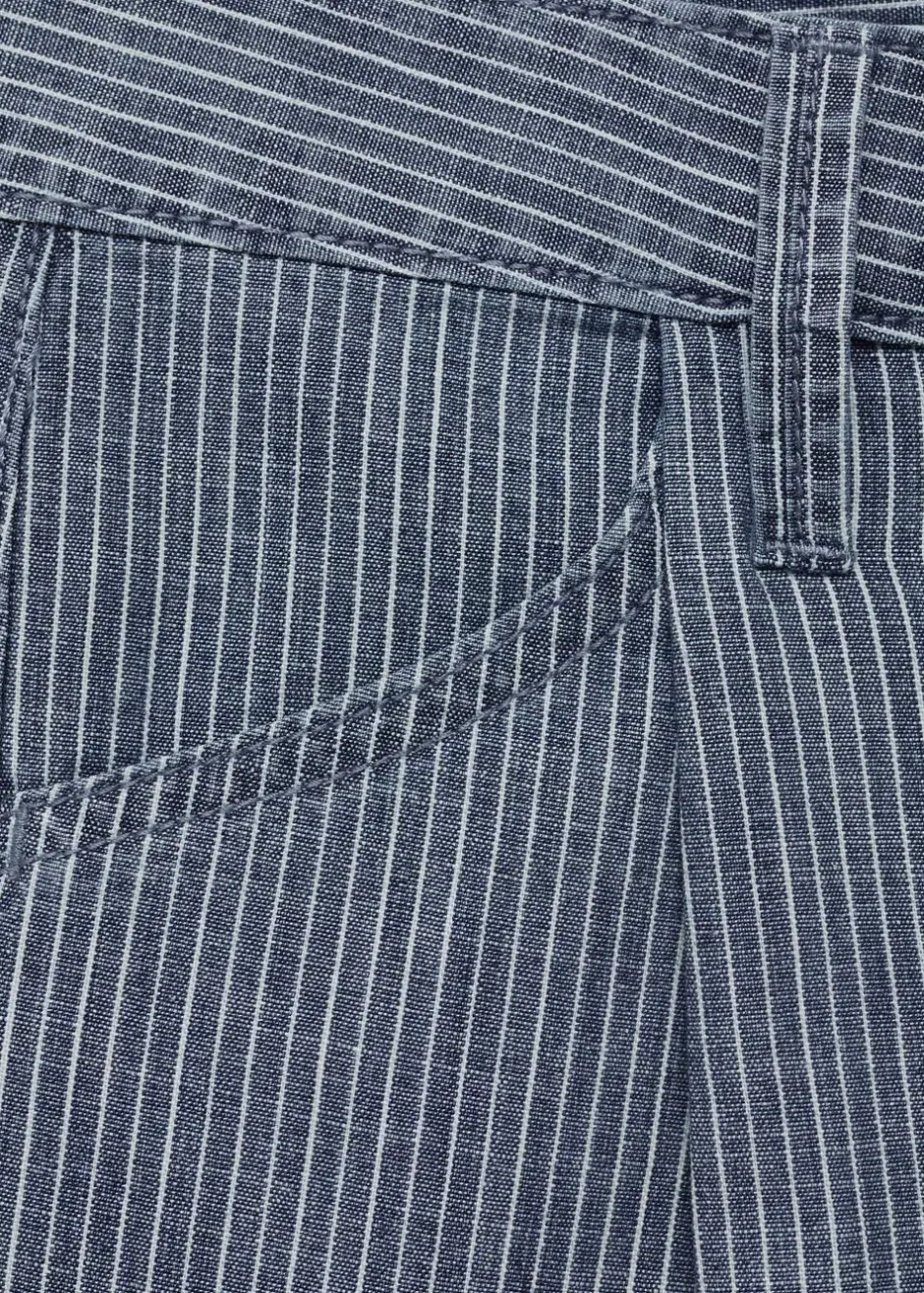 Mid-rise striped denim shorts-MANGO