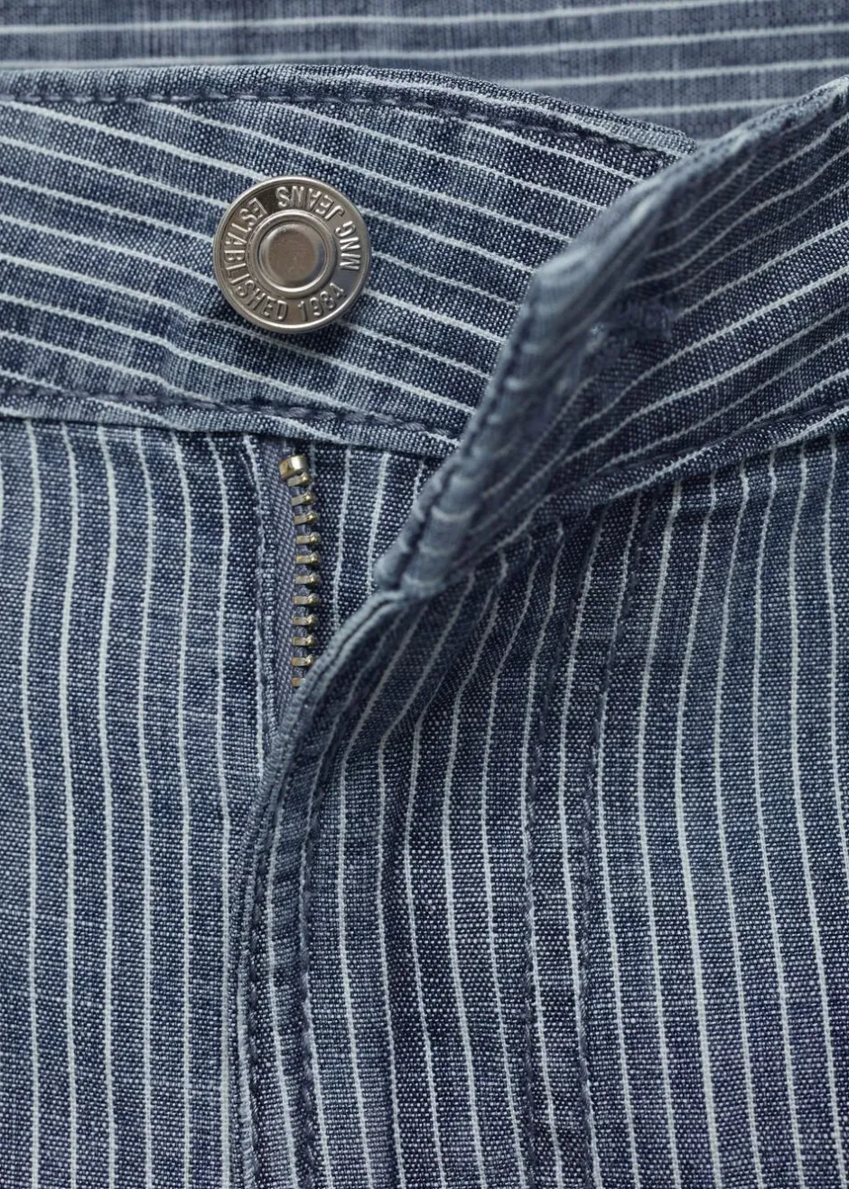 Mid-rise striped denim shorts-MANGO