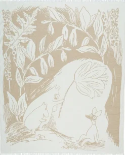 Moomin Arabia Plaider>130x170cm bomuldstæppe beige GOTS
