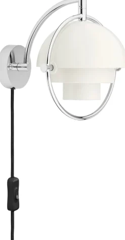 Gubi Væglamper>Multi-Lite Wall Lamp, EU Base: Chrome, Shade: White Semi Mat