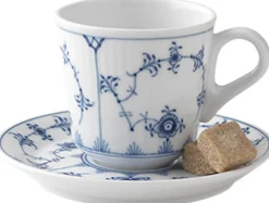 Royal Copenhagen Kopper & Krus>Musselmalet Riflet 9 cl. espressokop med underkop