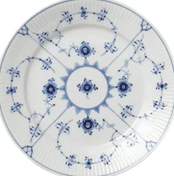 Musselmalet Riflet 22 cm. flad tallerken Tallerkener