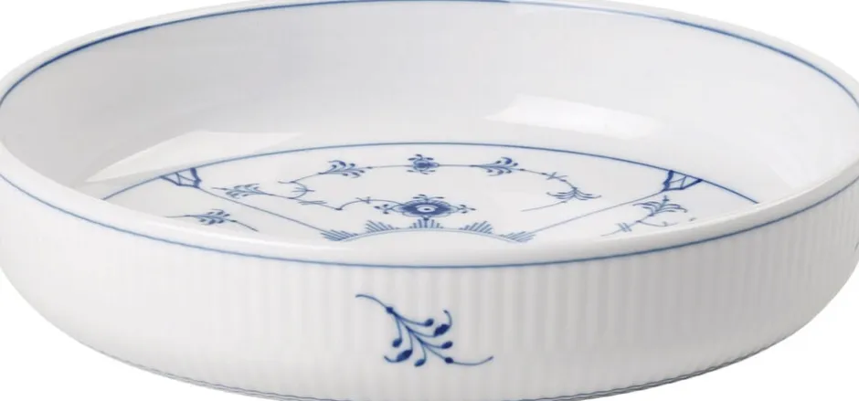Musselmalet Riflet Rundt Ovnfast Fad, 18,5 cm-Royal Copenhagen