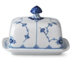 Royal Copenhagen Opbevaring>MUSSELMALET RIFLET SMØRSKÅL