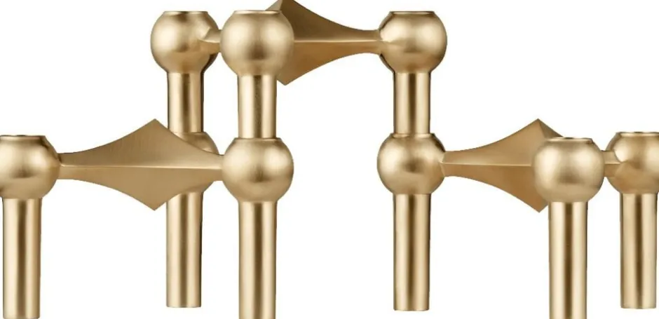Nagel candle holder set with 3 pcs - brushed brass-STOFF Nagel Outlet