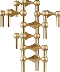 Nagel candle holder set with 3 pcs - brushed brass-STOFF Nagel Outlet