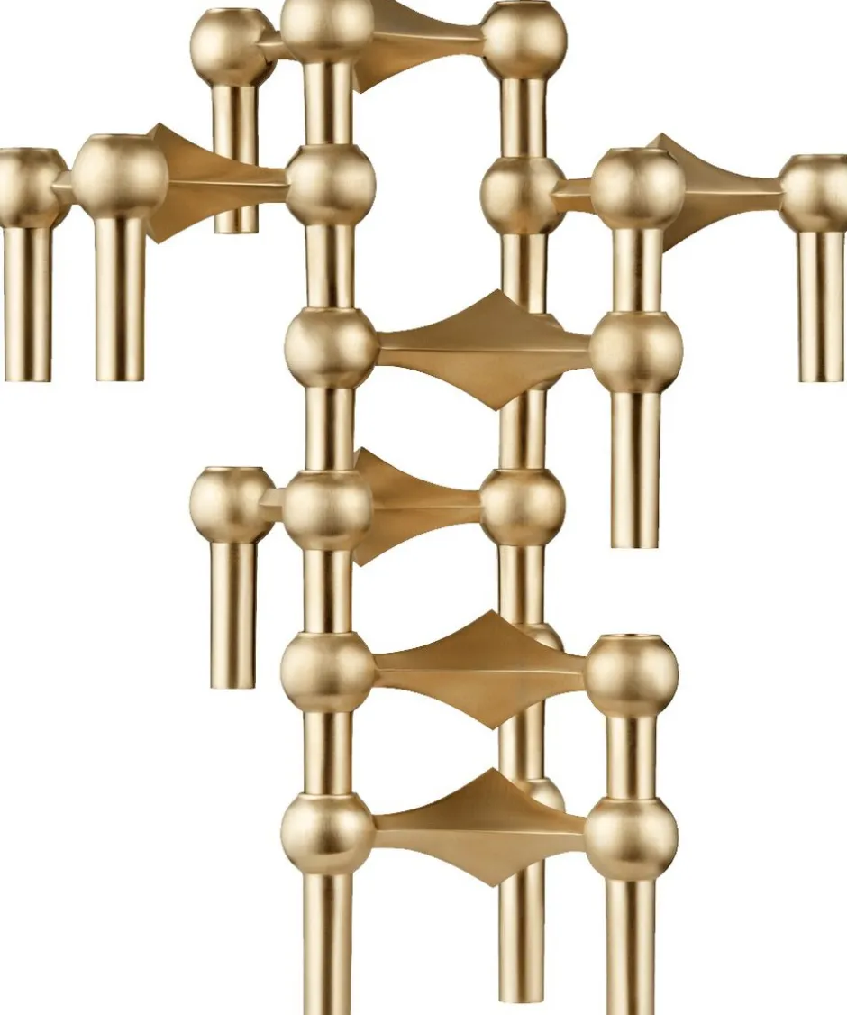 Nagel candle holder set with 3 pcs - brushed brass-STOFF Nagel Outlet