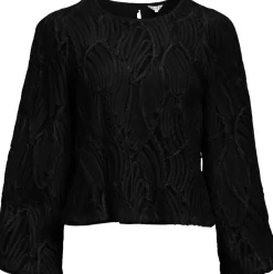 Sale OBJLUCIE L/S RE O-NECK TOP NOOS Dame Bluser & Skjorter