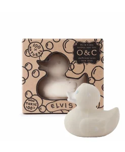 Børn Oli & Carol Babylegetøj>- Lille Badeand - Hvid m. sølv prikker 8cm.