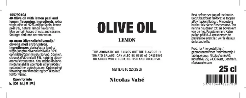 Olivenolie 99,5% med citronskal og citronaroma, 25 cl.-Nicolas Vahé Outlet