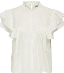 ONLHEIKE S/L FRILL O-NECK TOP WVN-ONLY Clearance