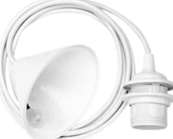 Discount Ophæng Hvid tekstilledning Ã 11cm, L: 2,1m Lampetilbehør