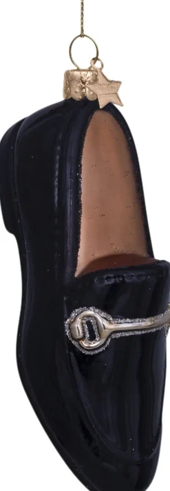 Vondels Juletræspynt>Ornament glass black gold loafer H10cm