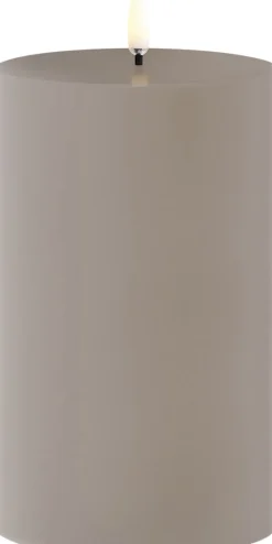 Uyuni Elektriske Julelys>Outdoor LED pillar candle, Sandstone, 8,4x15 cm