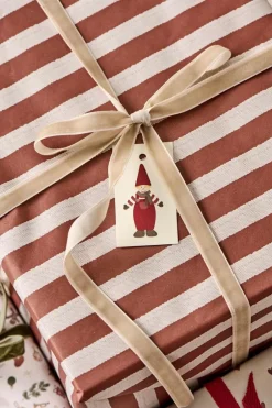 Papirrulle røde striber tekstil-look 5 m/rulle-Ib Laursen New