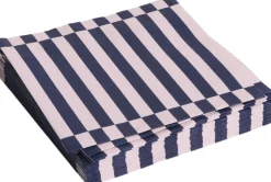 Best Pattern Napkins-Set of 20 Dinner-Light pink and dark blue pillar strip Tilbehør Til Bordet