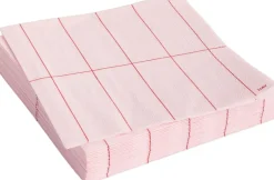 New Pattern Napkins-Set of 20 Lunch-Light pink and red grid Tilbehør Til Bordet