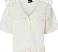 PCABBY SS LACE COLLAR KNIT CARDIGAN-Pieces Discount