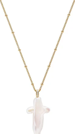 Best Pearl Cross Chain Necklace Smykker