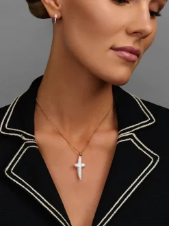 Best Pearl Cross Chain Necklace Smykker