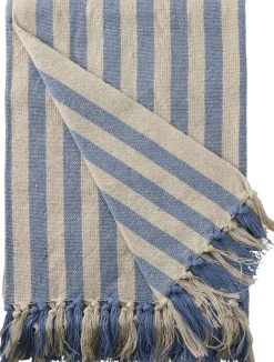 Outlet Plaid, Stribet-Lys Royal/Natur, 130x180 cm Plaider