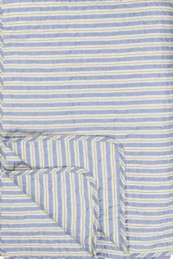 Quilt blå m/hvide og brune striber-Ib Laursen Sale