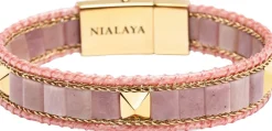 Nialaya Smykker>Rhodonite Stud Bracelet