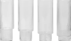 Clearance Ripple Long Drink Glasses - Set of 4 - Clear Glas