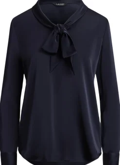 Discount Satin Charmeuse Tie-Neck Blouse Dame Bluser & Skjorter