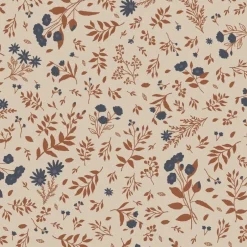 Hot Serviet blomstermotiv i blå og teglfarver Tilbehør Til Bordet