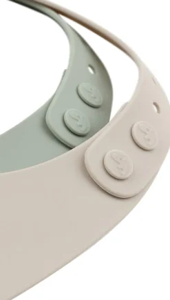 Outlet Silikone hagesmæk 2 stk. Lalee Sand/Grøn Børn Hagesmække