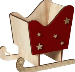 New Slæde 18x12x16cm træ Julepynt|Julepynt