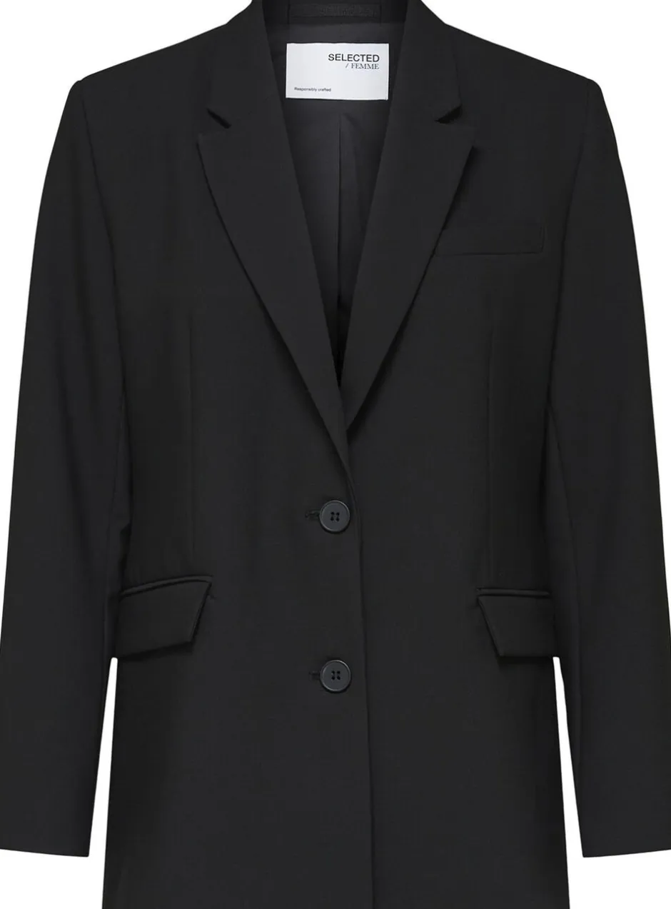 Dame Selected Blazere & Veste>SLFRITA CLASSIC BLAZER BLACK B NOOS