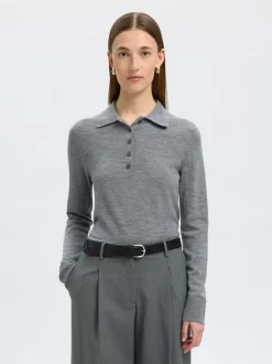 SLFTHEA LS KNIT MERINO COLLAR NECK-Selected Discount