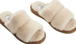 Sale Slippers Straps (of 100% New Zealand Sheepskin) Natur Dame Hjemmesko