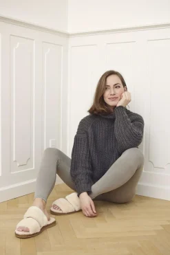Sale Slippers Straps (of 100% New Zealand Sheepskin) Natur Dame Hjemmesko